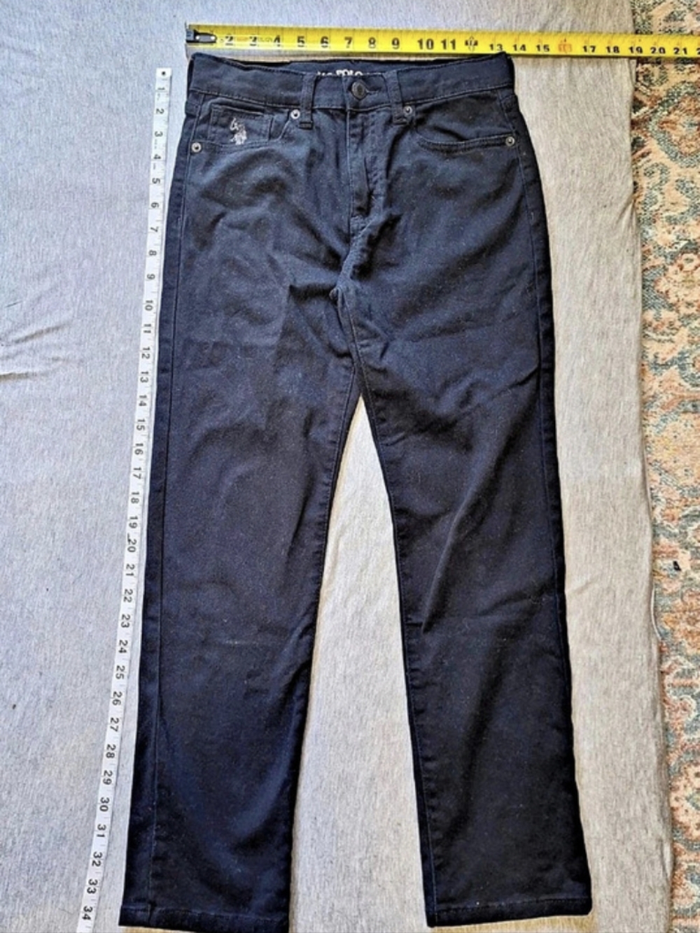 U.S. Polo Assn. Straight Fit 5-Pocket Jeans. Boys' Jeans Adjustable Waist Size12